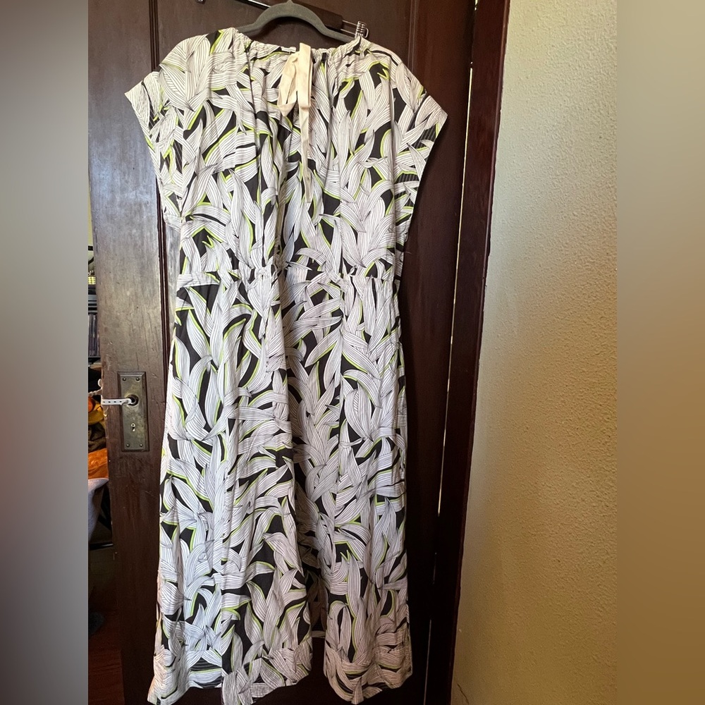 XXL Banana Republic Cotton Poplin Tie-Waist Dress NWT leaf print - Picture 5 of 7